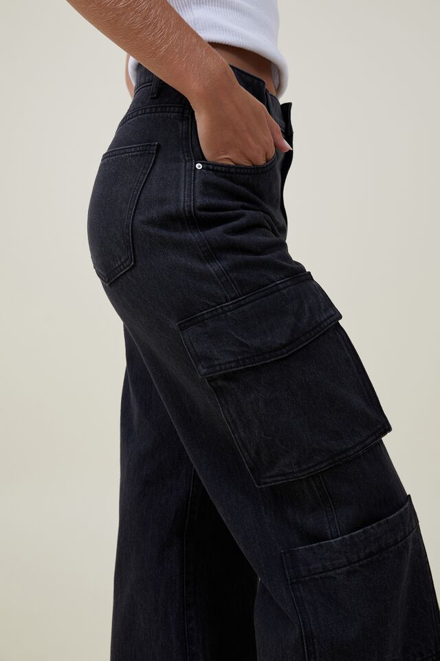 Women's Soft Cargo Pants Casual Workout Wide Leg High Waist Cargo