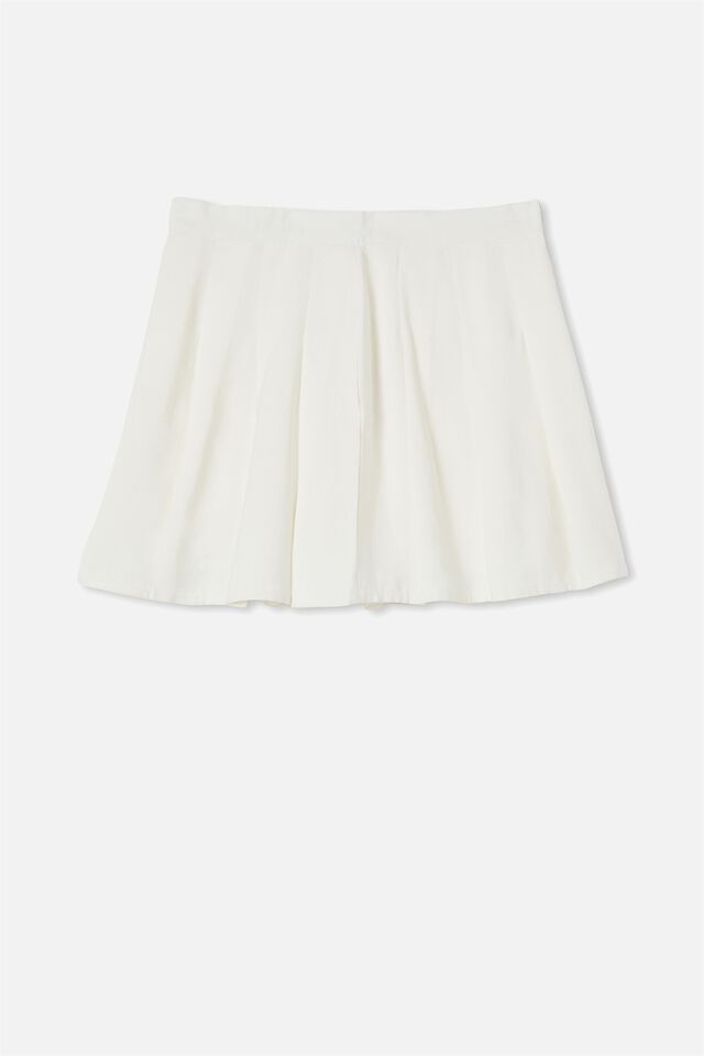 Pleated Tennis Mini Skirt, WHITE