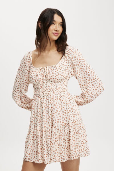 Valerie Long Sleeve Mini Dress, PAISLEY DITSY BLONDIE