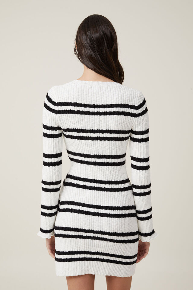 Stripe Knit Mini Dress, BOLD STRIPE GARDENIA