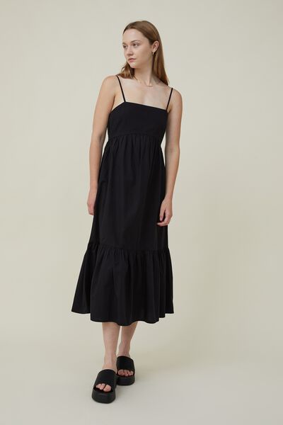 Piper Strappy Midi Dress, BLACK