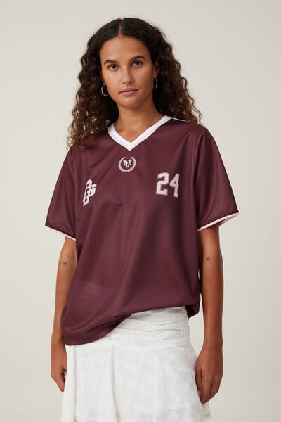 Sporty Graphic Tee, 24/DEEP BERRY