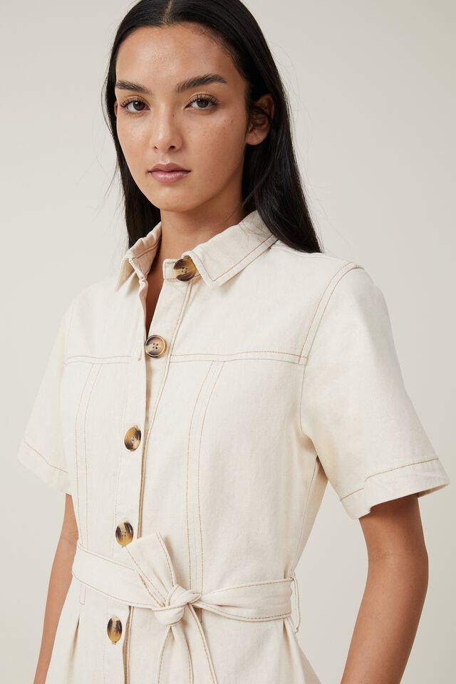 Belted Contrast Stitch Denim Culottes, Singapore Online Boutique Office  Wear