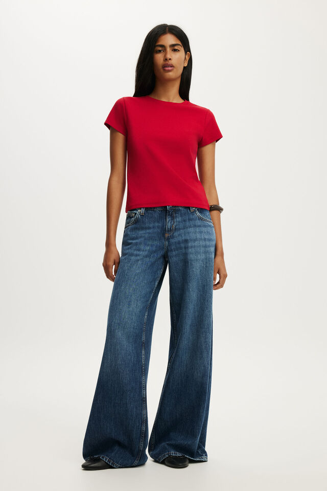 90S Baby Tee, RED PETAL