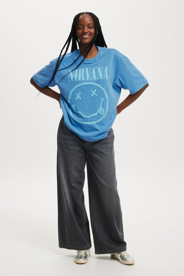 Camiseta - Nirvana Boxy Graphic Tee, LCN MT NIRVANA/ LAPIS BLUE