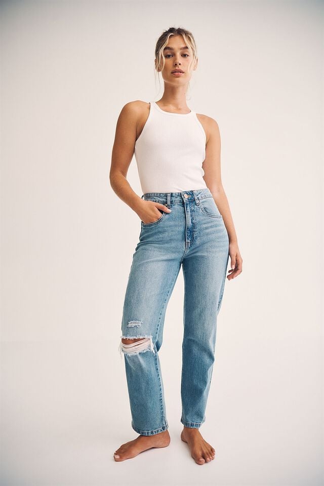 Calça - Straight Stretch Jean, LAGOON BLUE RIP