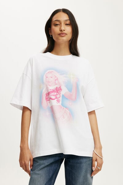 The Lcn Music Boxy Graphic Tee, LCN MT ZARA LARSSON LUSH PORTRAIT / WHITE