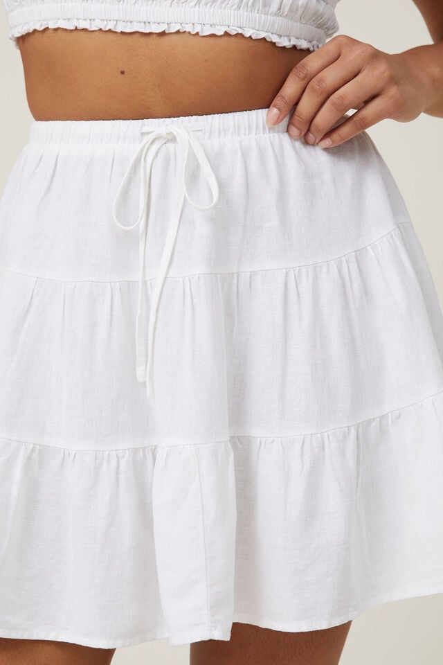 Haven Tiered Mini Skirt, WHITE