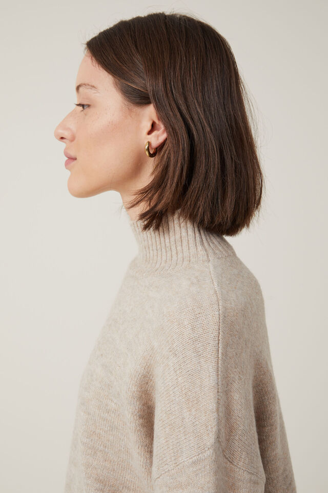 Luxe Mock Neck, LIGHT STONE MARLE