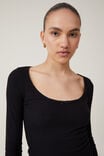 Camiseta - Heidi Picot Trim Long Sleeve Top, BLACK - vista alternativa 4
