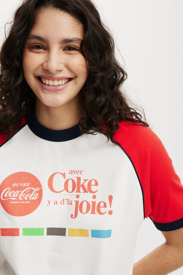Coca Cola Regular Raglan Graphic Tee, LCN COK COCA COLA COKE JOIE/VINTAGE WHITE