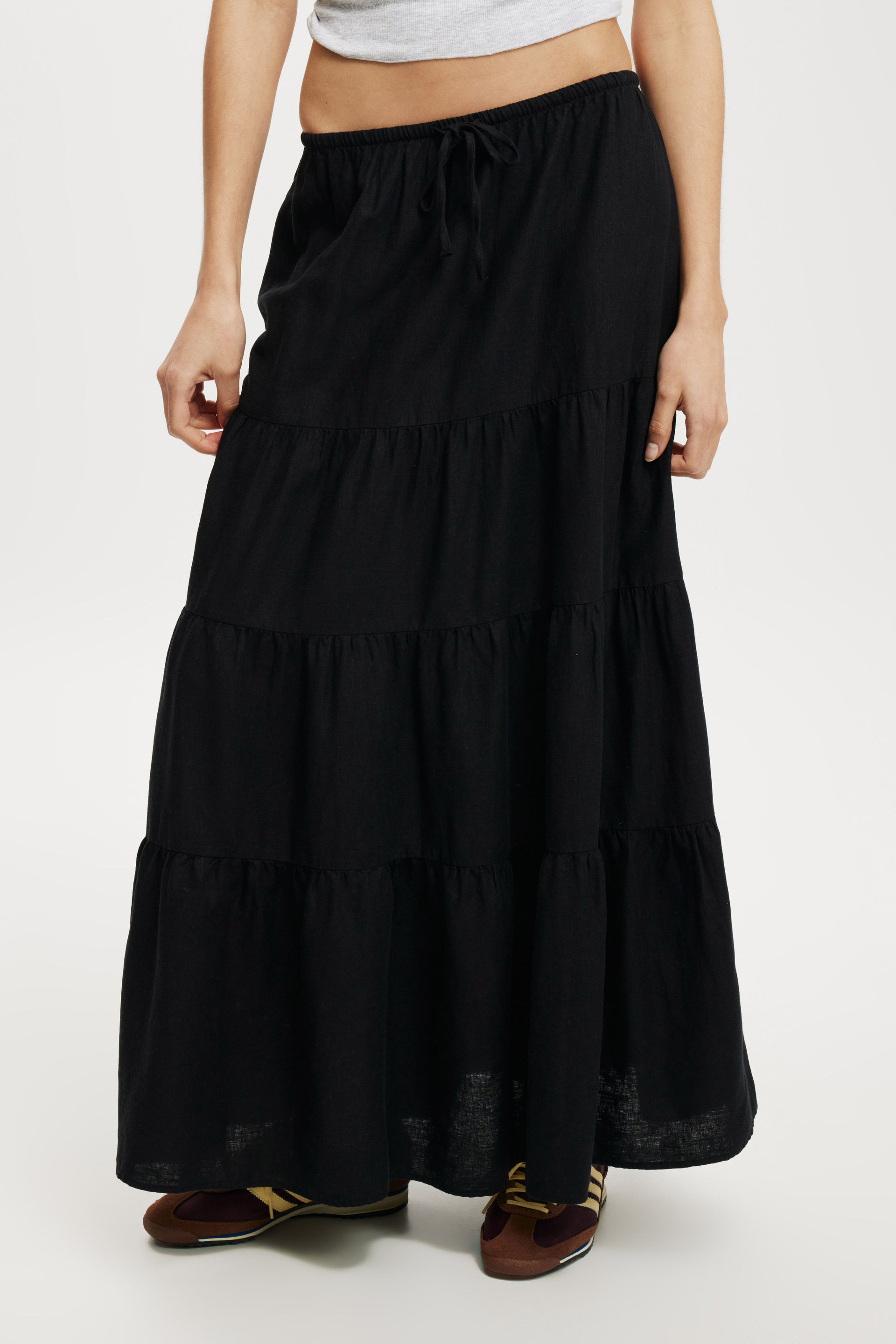 laubeblanc Cotton Tiered skirt Lila Tiered Midi Skirt White 