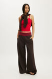 Fold Over Waistband Sweatpant, DARK OAK/STRIPE - example image 1