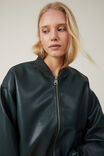 Aries Faux Leather Bomber Jacket, DEEP GREEN - alternate image 4