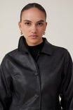 Kennedy Faux Leather Longline Jacket, BLACK - alternate image 4