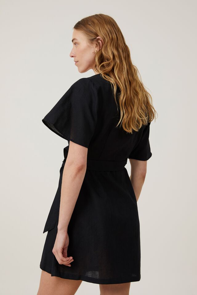 Vestido - Wrap Mini Dress, BLACK