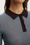 Close Knit Ls Polo, BLUE/DARK OAK STRIPE - example image 4
