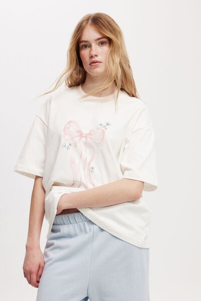 The Premium Boxy Graphic Tee, BOW/VINTAGE WHITE