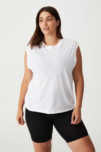 Curve Lifestyle Slouchy Muscle Tank, WHITE