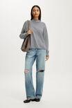 Mila Mock Neck Sweater, SHADOW NAVY PORCELAIN STRIPE - example image 1