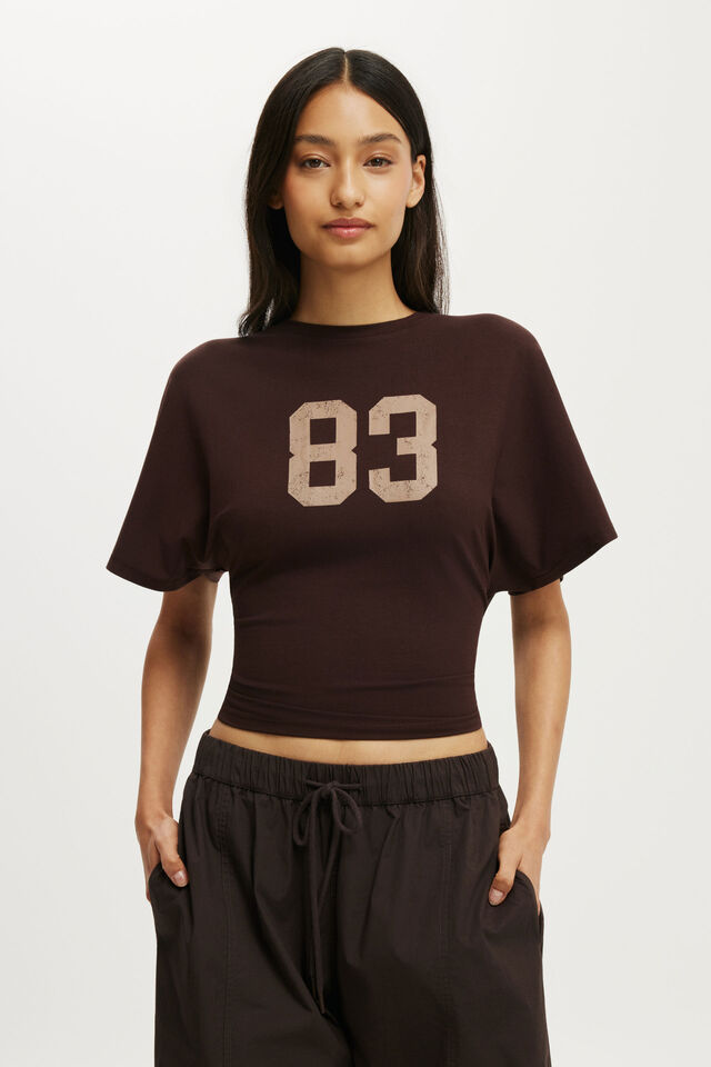 Graphic Batwing Short Sleeve Tee, 83/ DARK OAK