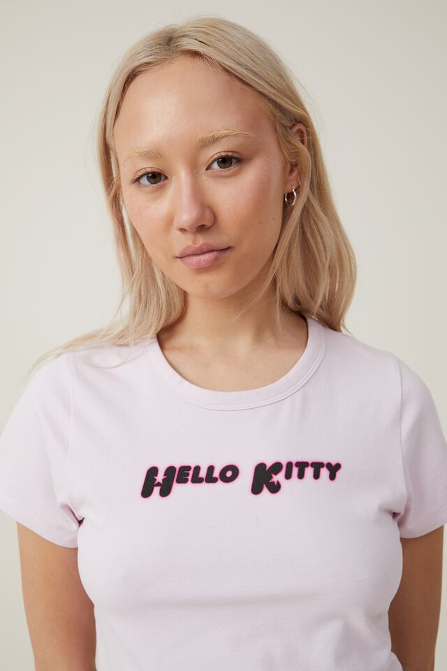 Crop Fit Graphic License Tee, LCN SAN HELLO KITTY GLOW/DAISY MAUVE