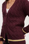 Varsity Cardigan, CHERRY VARNISH/WHITE MARIGOLD TIPPING - alternate image 4