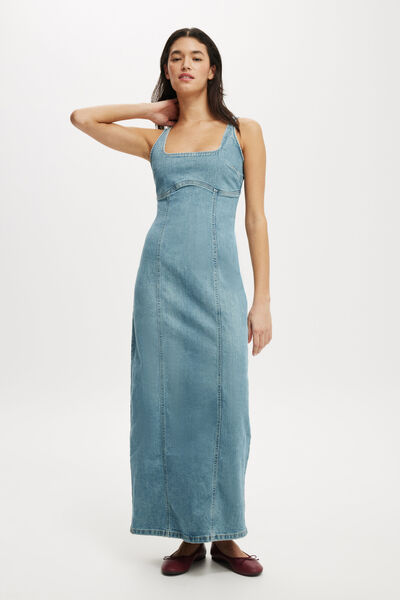 Vestido - Sloan Denim Maxi Dress, JEWEL BLUE