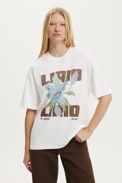 Boxy Graphic T-Shirt, LIRIO / VINTAGE WHITE