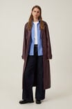 Brooklyn Faux Leather Trench Coat, BERRY - alternate image 1