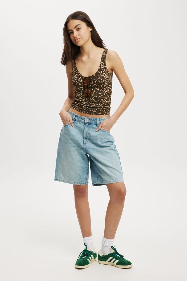 Staple Rib Double Scoop Tank, KATE LEOPARD