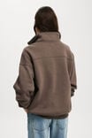 Classic Oversized Half Zip Sweatshirt, DARK TRUFFLE - alternate image 3