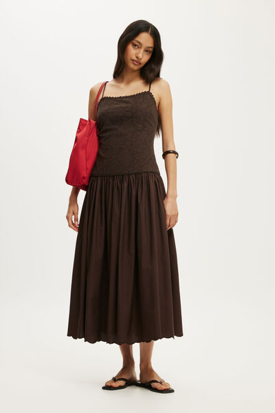 Eloise Crochet Maxi Dress, DARK OAK