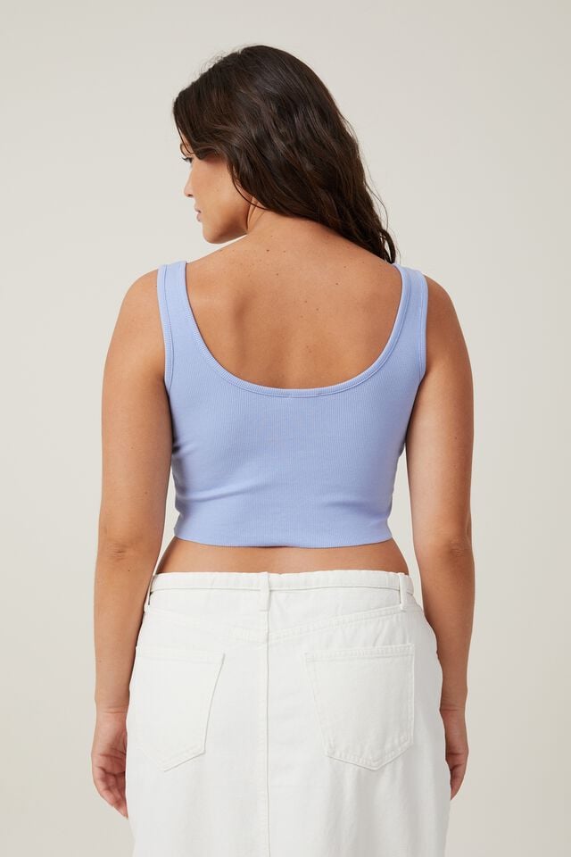 The One Organic Rib Crop Tank, FROSTED BLUE