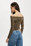 Staple Rib Off Shoulder Long Sleeve Top, KATE LEOPARD - alternate image 3