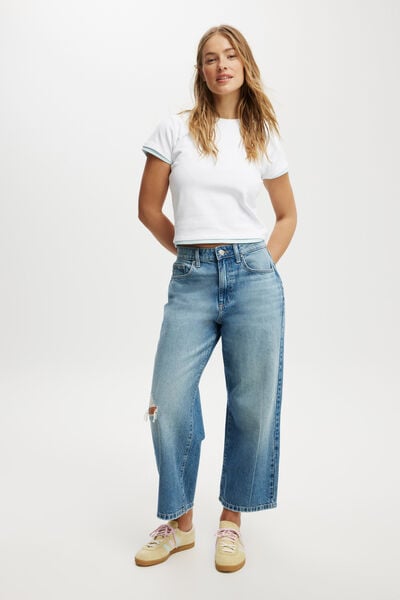 Wide Crop Jean, SALTWATER BLUE WORN