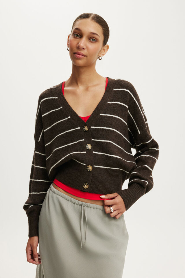 Softest Luxe Oversized Cardi, DARK OAK STRIPE
