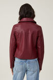 Minimalist Faux Leather Jacket, BERRY - alternate image 3