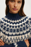 Fairisle Mock Neck Sweater, NAVY FAIRISLE - example image 4