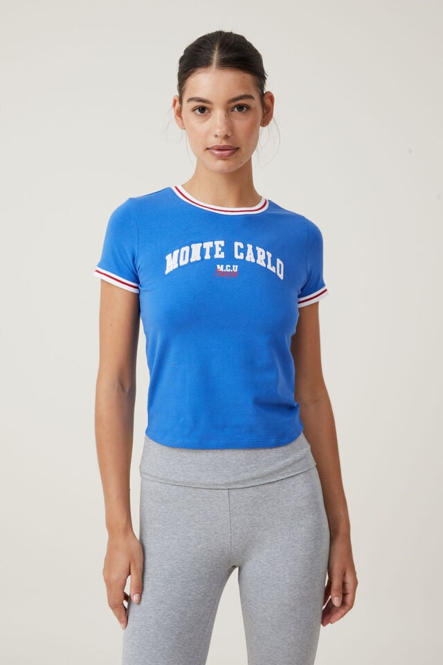 Fitted Graphic Longline Tee, MONTE CARLO/PACIFIC BLUE