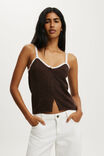 Knit Button Through Cami, DARK OAK - example image 2