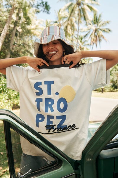 The Boxy Graphic Tee, ST TROPEZ FRANCE/ VINTAGE WHITE