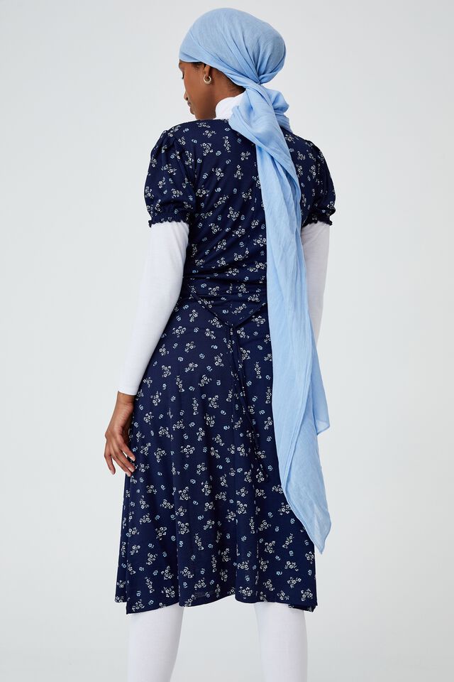 Elina Short Sleeve Midi Dress, RIDDLE DITSY MEDIEVAL BLUE