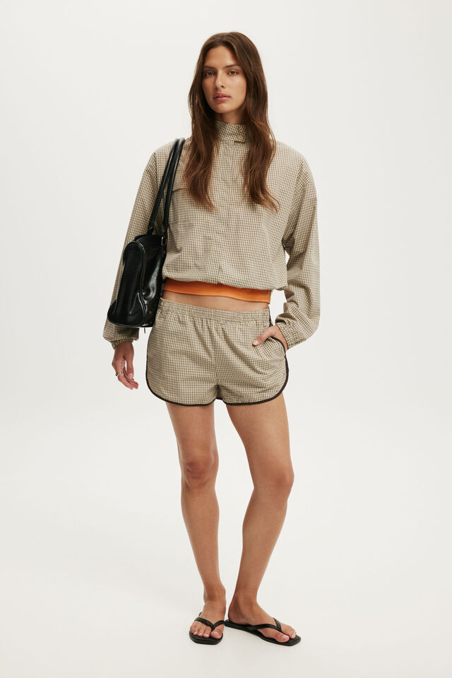 Chloe Sporty Short, STONE MICRO CHECK