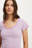 Everyday Smooth Scoop Neck Tee, MADI STRIPE GREY MARLE/LAVENDER DUSK - example image 4