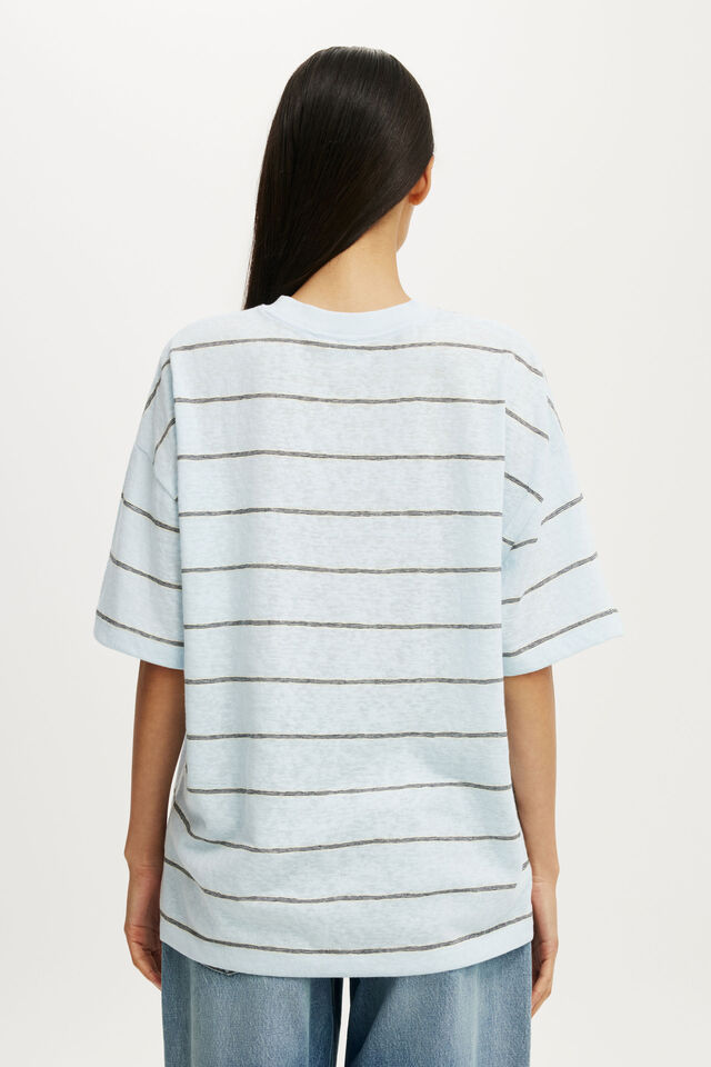 Boxy Short Sleeve Tee, ADA STRIPE SEASIDE BLUE