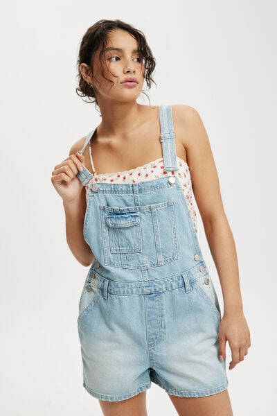 Macacão - Short Denim Overall, AIR BLUE