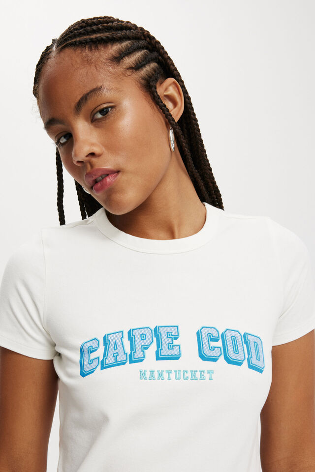 Fitted Graphic Longline Tee, CAPE COD NANTUCKET/VINTAGE WHITE