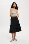 Sloane Tiered Midi Skirt, BLACK - alternate image 1