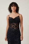 Lace Slip Maxi Dress, BLACK - alternate image 2
